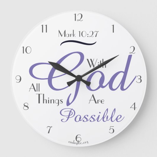 With God All Things Are Possible! Große Wanduhr (Vorderseite)