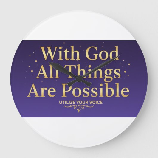 With God All Things Are Possible – Inspirational Große Wanduhr (Vorderseite)