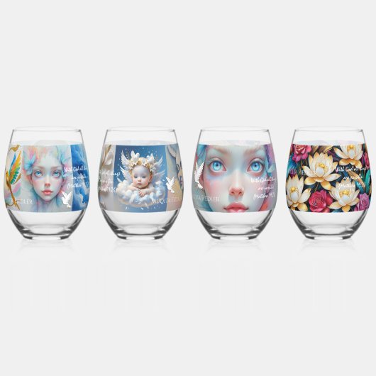 With God all things are possible. (Matthew 19:26) Weinglas Ohne Stiel (Vorderseite)