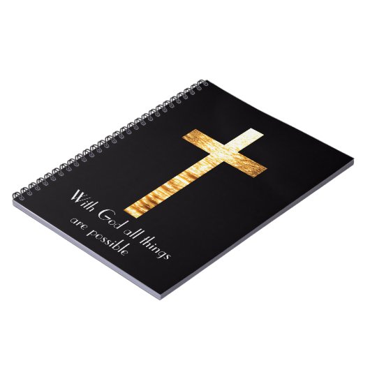 With God Gold Cross Spiral Journal Notebook Notizblock (Linke Seite)
