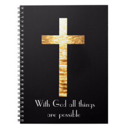 With God Gold Cross Spiral Journal Notebook Notizblock