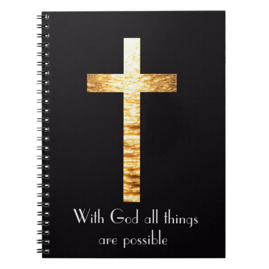 With God Gold Cross Spiral Journal Notebook Notizblock (Vorderseite)