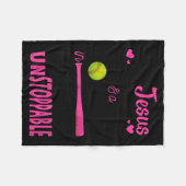 With Jesus In Her Heart And A Softball She Is Unst Fleecedecke (Vorderseite (Horizontal))