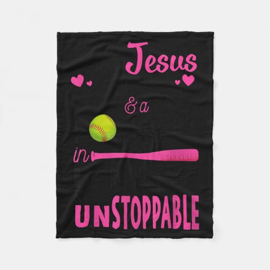 With Jesus In Her Heart And A Softball She Is Unst Fleecedecke (Vorderseite)