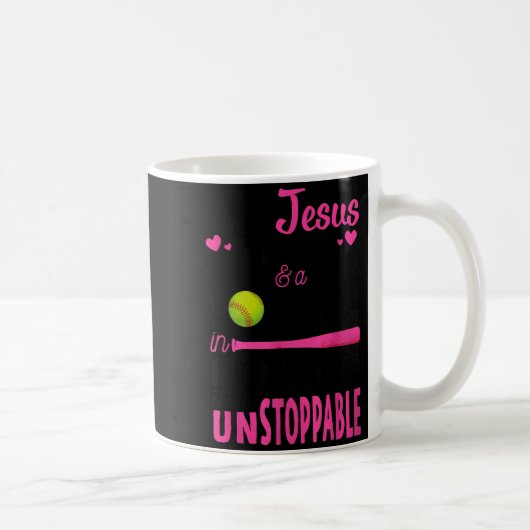 With Jesus In Her Heart And A Softball She Is Unst Kaffeetasse (Rechts)