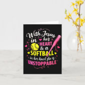 With Jesus In Her Heart And A Softball She Is Unst Karte (Gelbe Blume)