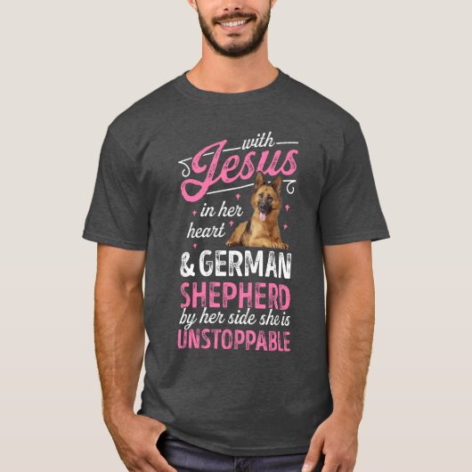 With Jesus In Her Heart And German Shepherd shirt  (Vorderseite)