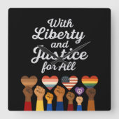 With Liberty and Justice for All Protest Freedom Quadratische Wanduhr (Vorderseite)