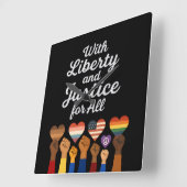 With Liberty and Justice for All Protest Freedom Quadratische Wanduhr (Winkel)