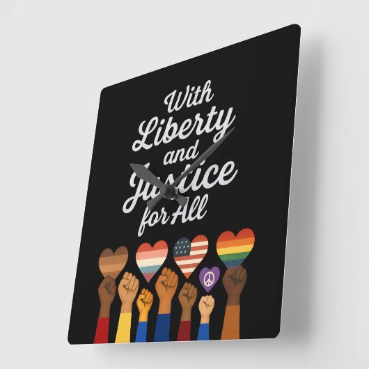 With Liberty and Justice for All Protest Freedom Quadratische Wanduhr (Winkel)