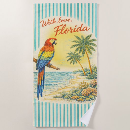 With Love Florida Parrot Beach Towel Strandtuch (Vorderseite)