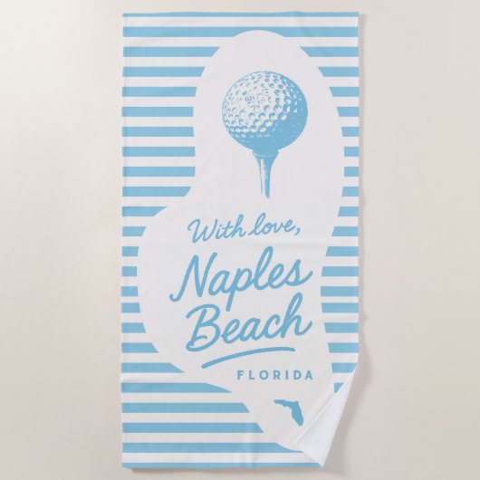 With Love Naples Beach Golf Tee Towel Strandtuch (Vorderseite)