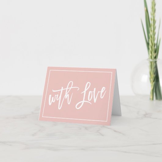 WITH LOVE PHOTO CARD modern hand lettered pink Dankeskarte (Vorderseite)