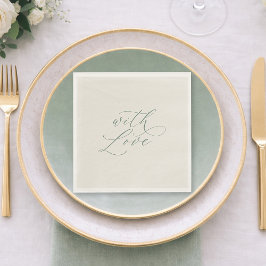 With Love Sage Green Wedding Napkins  Serviette