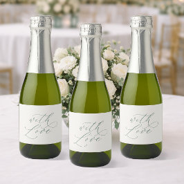 With Love Wedding Bottle Label – Minimal Sage Gree Schaumweinetikett