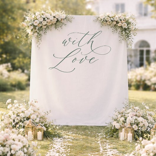 With Love Wedding Photo Backdrop Banner Wandteppich