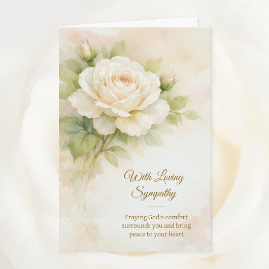 With Loving Sympathy Christian Ivory Floral  Karte