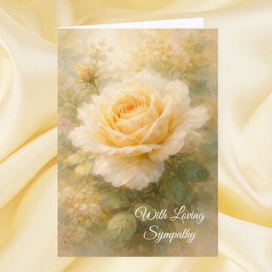 With Loving Sympathy Yellow Rose Christian Prayer Karte