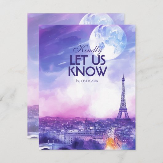 With menu Amour Éternel RSVP Card (Vorne/Hinten)