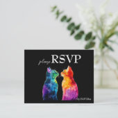 With menu  Purrfectly Yours: A Rainbow Love budget RSVP Karte (Stehend Vorderseite)