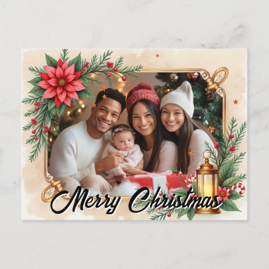 With own photo Lantern & Laughter Feiertagspostkarte (Vorderseite)