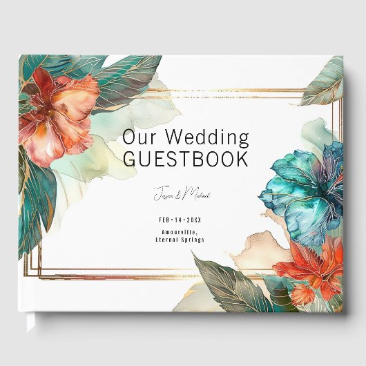 With photo teal Hibiscus Serenade Paradise Gästebuch (Vorderseite)