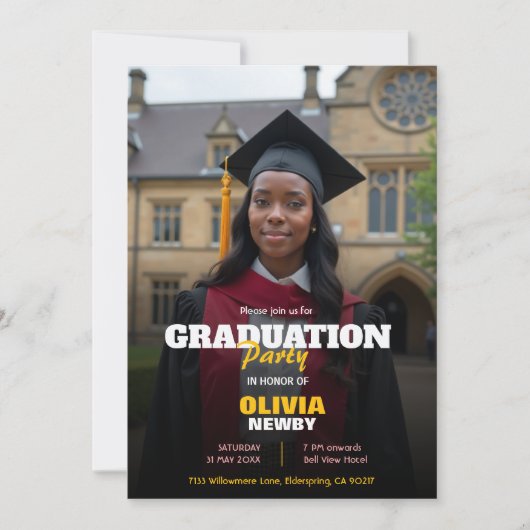 🎓With QR code Modern Grad Party Einladung (Vorderseite)