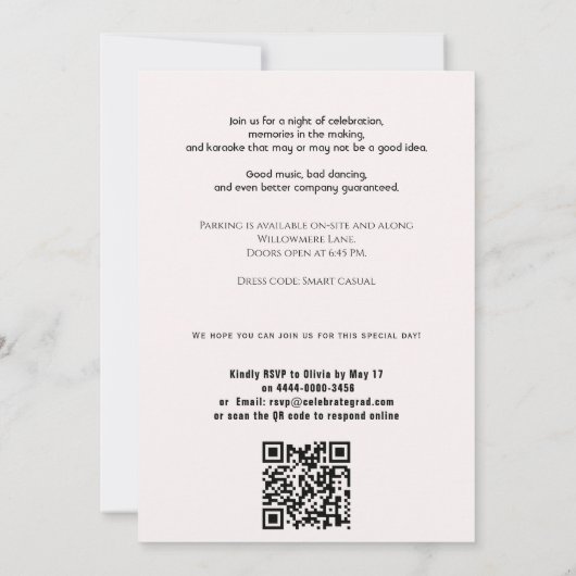 🎓With QR code Modern Grad Party Einladung (Rückseite)