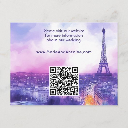 With QR code wedding details Begleitkarte (Rückseite)