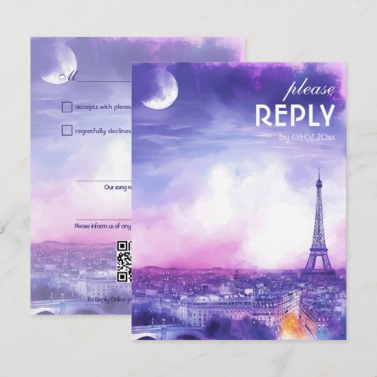 With Song Request Amour Éternel RSVP Card  Karte (Vorne/Hinten)