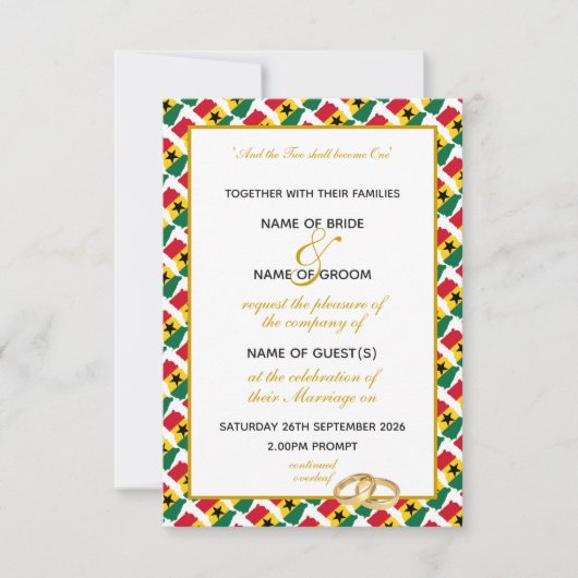 WITHDRAWN Elegant GHANA mit Gold Script Wedding Einladung (Vorderseite)
