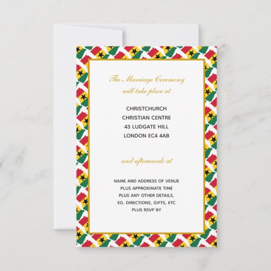 WITHDRAWN Elegant GHANA mit Gold Script Wedding Einladung (Rückseite)
