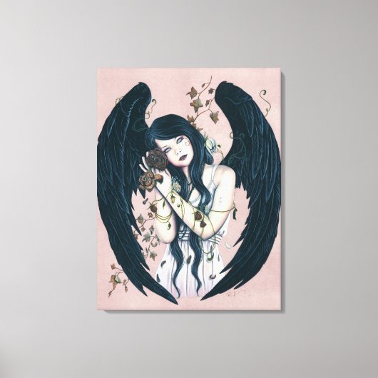 Wither Gothic Angel Decay Pink Wrapped Canvas Leinwanddruck (Vorderseite)