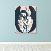 Wither Gothic Angel Decay Pink Wrapped Canvas Leinwanddruck (Insitu (Holzboden))