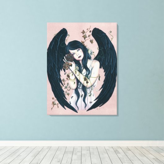 Wither Gothic Angel Decay Pink Wrapped Canvas Leinwanddruck (Insitu (Holzboden))
