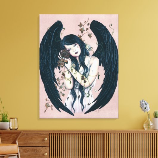 Wither Gothic Angel Decay Pink Wrapped Canvas Leinwanddruck (Insitu (Wohnzimmer))