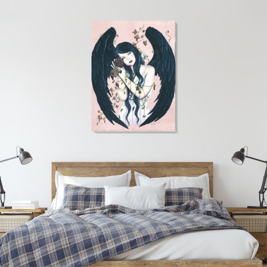 Wither Gothic Angel Decay Pink Wrapped Canvas Leinwanddruck (Insitu (Schlafzimmer))