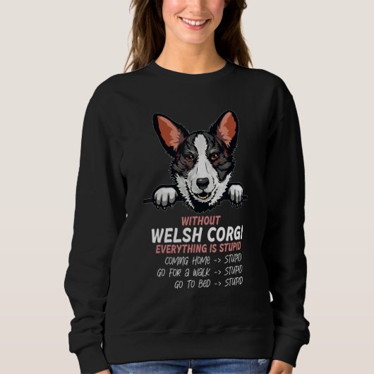without Welsh Corgi dog everything is stupid_3 Sweatshirt (Vorderseite)