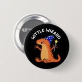 Wittle Wizard Funny Lizard Pun Dark BG Button (Vorne & Hinten)
