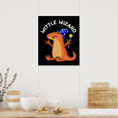 Wittle Wizard Funny Lizard Pun Dark BG Poster (Küche)