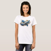 Witty Blue ABSTRACT ART Statement T-Shirt (Vorne ganz)