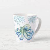 Witty Blue Watercolor Octopus Coastal Milchtasse (Rechte Ecke)