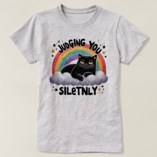 Witty Cat Grafik T-Shirt - Beurteilt dich schweige