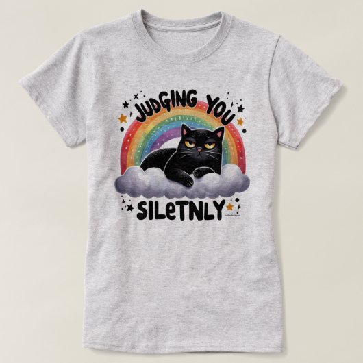 Witty Cat Graphic T-Shirt - Stille Beurteilung (Design vorne)