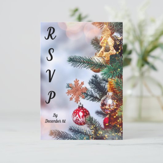 Witty Christmas RSVP Card (Stehend Vorderseite)