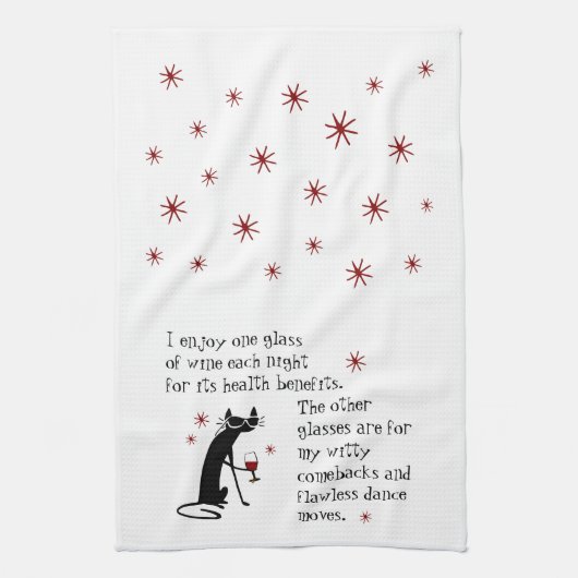 Witty Comebacks Weine Zitat Black Cat Geschirrtuch (Vertikal)