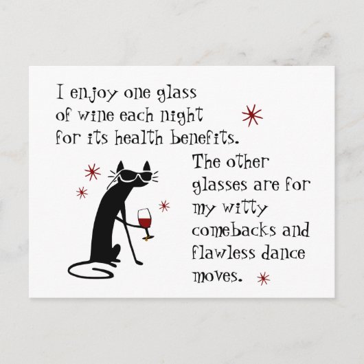 Witty Comebacks Weine Zitat Black Cat Postkarte (Vorderseite)