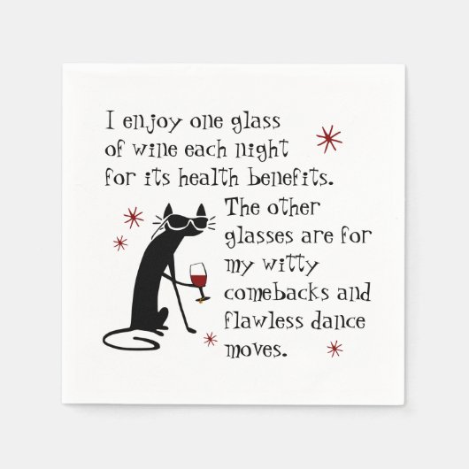 Witty Comebacks Weine Zitat Black Cat Serviette (Vorderseite)