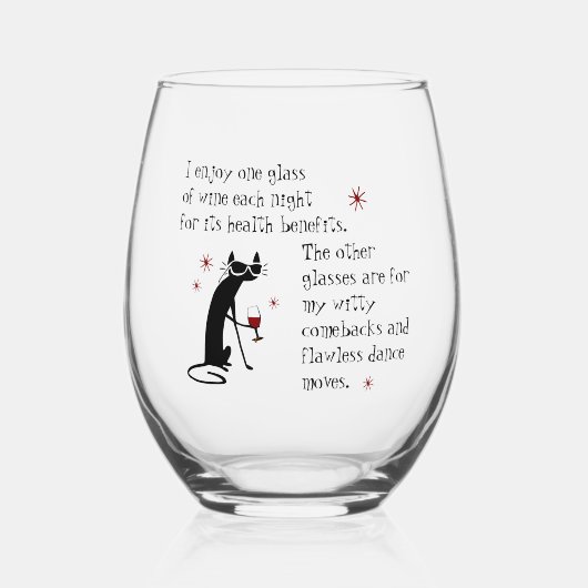 Witty Comebacks Weine Zitat Black Cat Weinglas Ohne Stiel (Vorderseite)