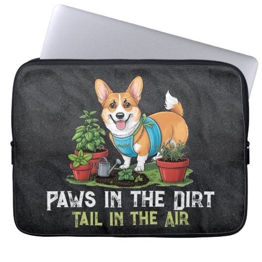 Witty Corgi Laptopschutzhülle (Vorderseite)